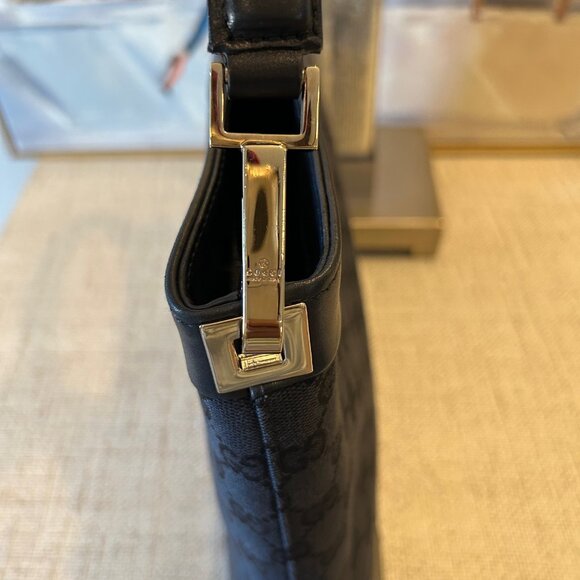 Gucci Monogram Leather & Canvas Bag in Black - Picture 3 of 13